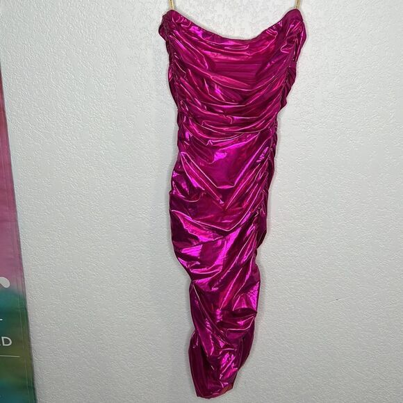 REVOLVE Metallic Pink Midi Dress - Picture 6 of 16